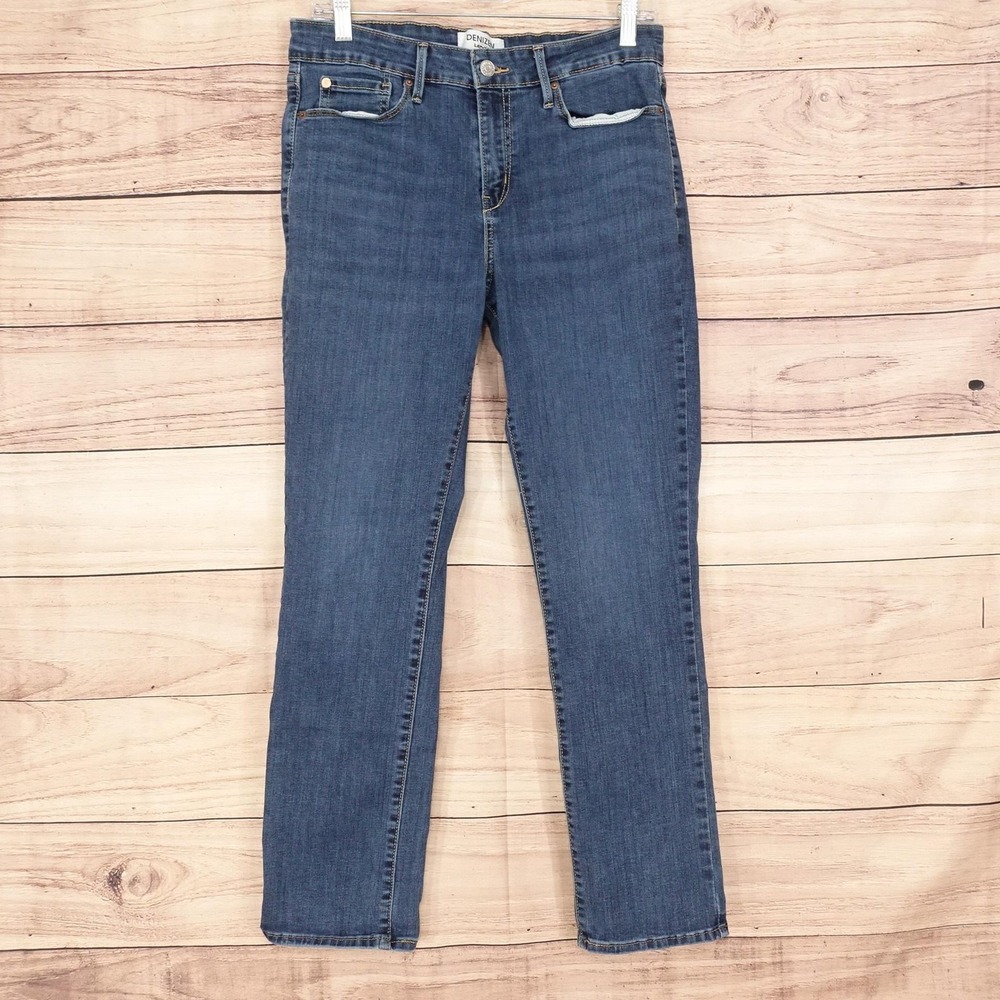 DENIZEN From Levi's Mid Rise Slim Straight Jeans Womens 12 Blue Stretch 30x27.5